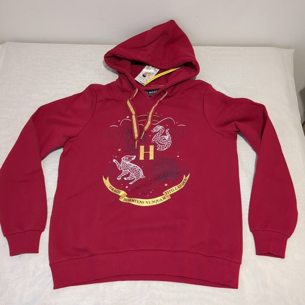 Harry Potter Women's S Hogwarts Red Hoodie Graphic Wizarding World Dragon